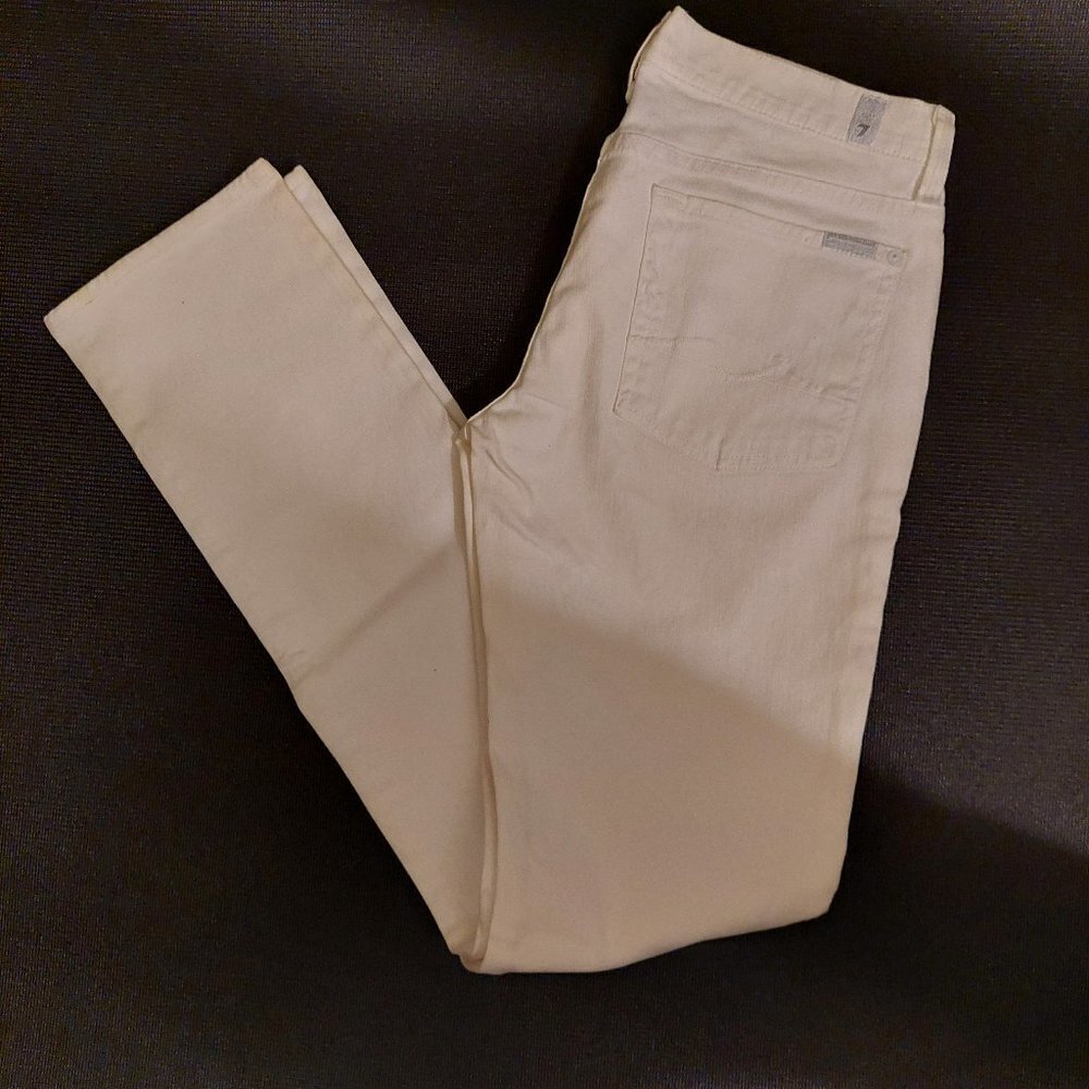Seven For All Mankind White Denim Skinny Jeans Size 31 - Inseam 34
